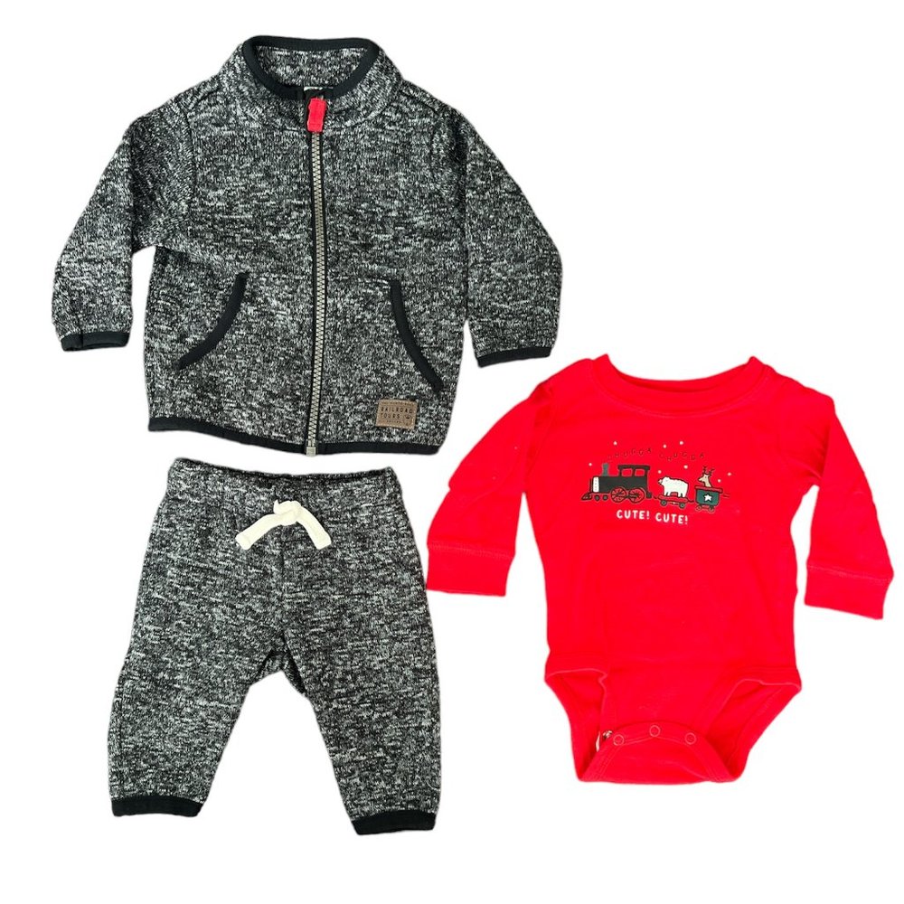 Carter’s Baby Boy Winter Christmas 3-Piece Set Jacket bodysuit & Pants Size 3m